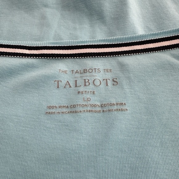 The Talbots Tee Short Sleeve V-Neck Pima Cotton Blue T-Shirt Womens Petite L - Picture 8 of 11